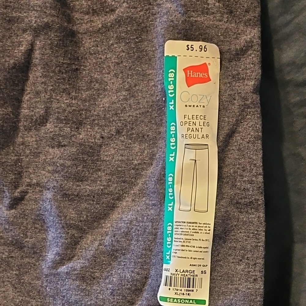 Hanes Cozy Fleece Open Leg Pants - Dark Gray